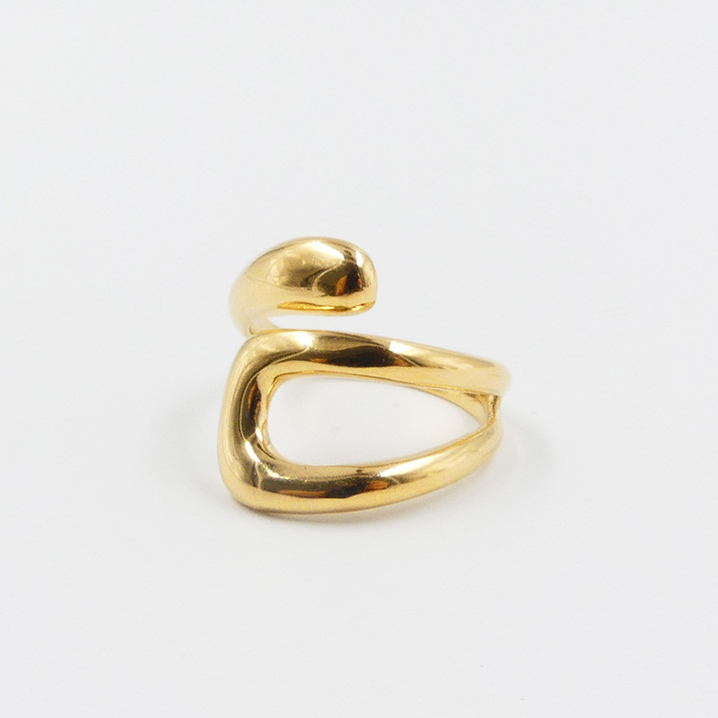 Bague acier doré double ajustable