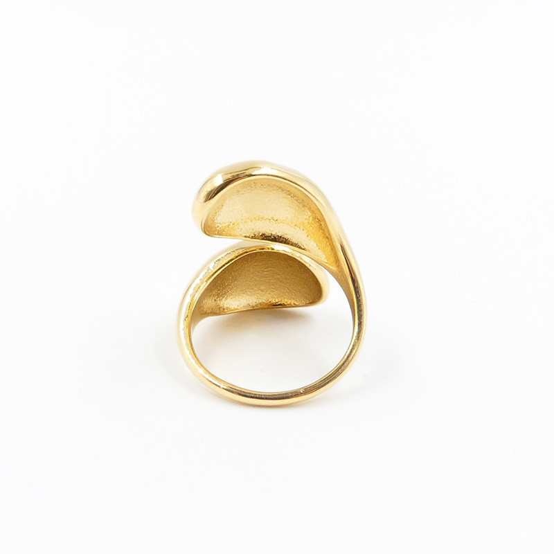 Bague acier doré enlacée ajustable Large