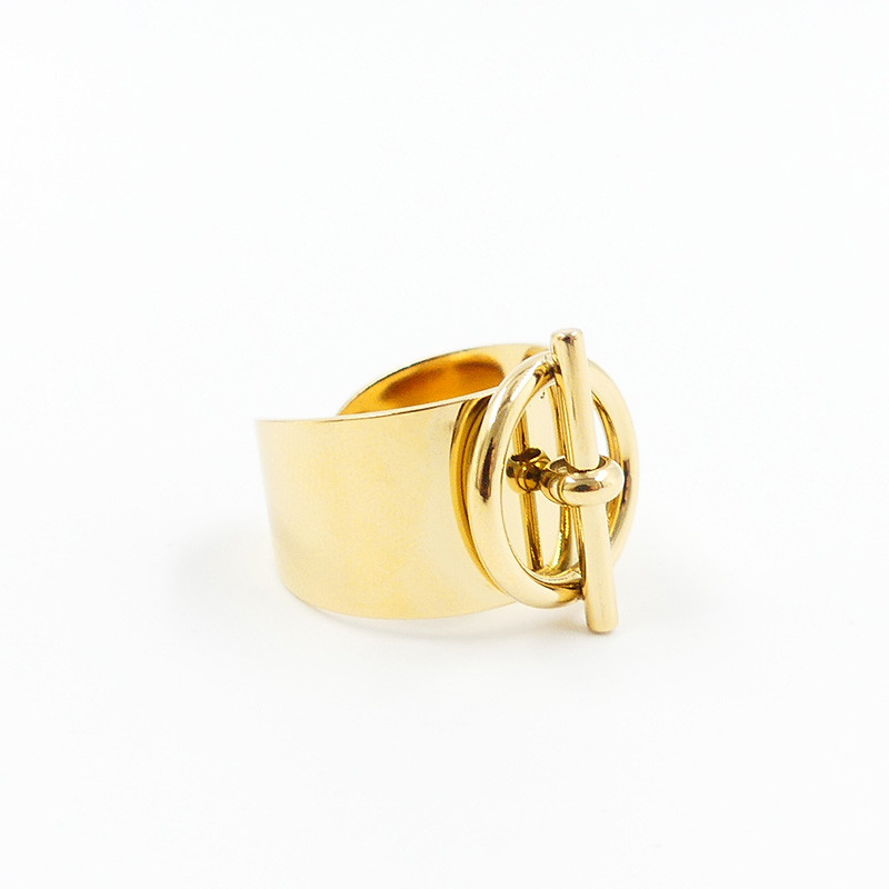 Bague ajustable acier doré Fermoir épais