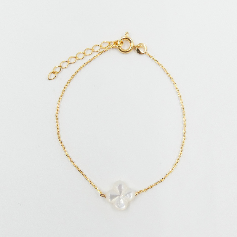 Bracelet Plaqué or Trèfle Nacre