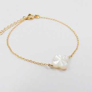 Bracelet Plaqué or Trèfle Nacre