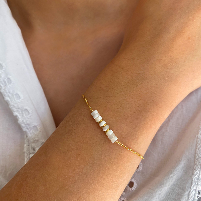 Bracelet Plaqué or barrette en Nacre