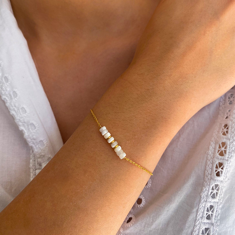 Bracelet Plaqué or barrette en Nacre