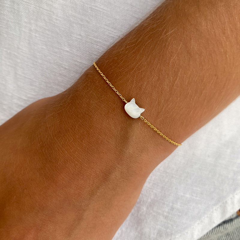 Bracelet Enfant Plaqué or Chat