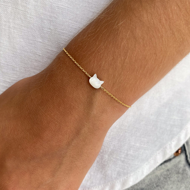 Bracelet Enfant Plaqué or Chat