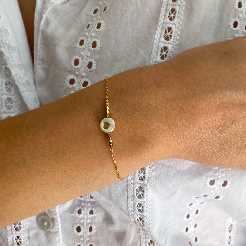 Bracelet Plaqué or barrette coeur
