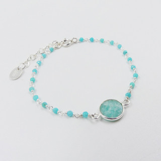 Bracelet Argent perles et pastilles pierres