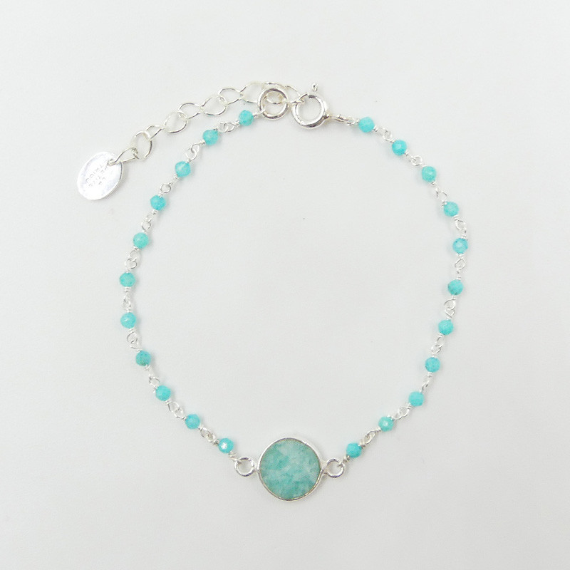 Bracelet Argent perles et pastilles pierres