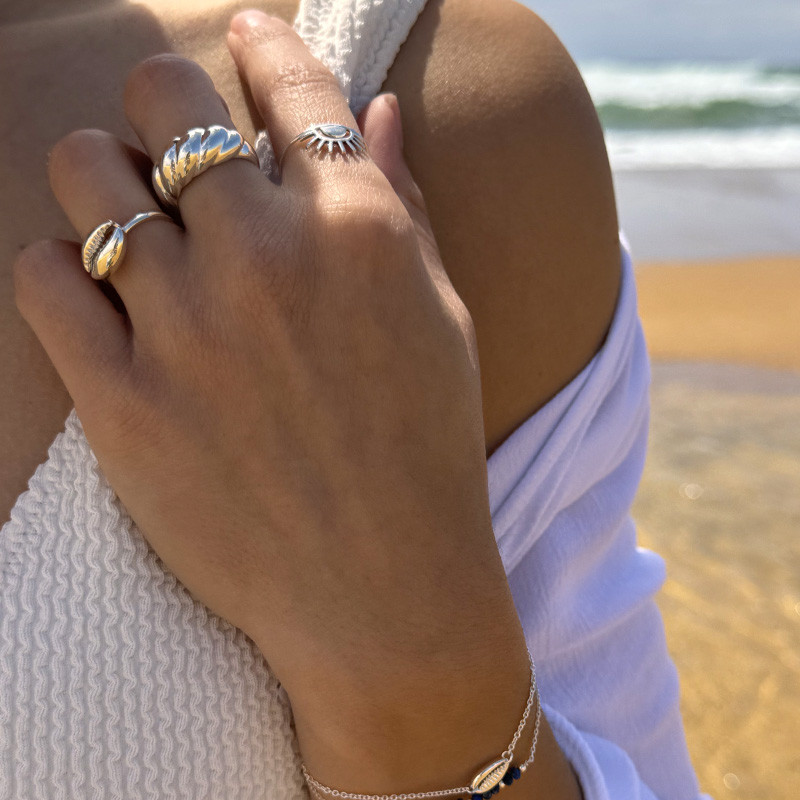 Bague Argent bombée et torsadée