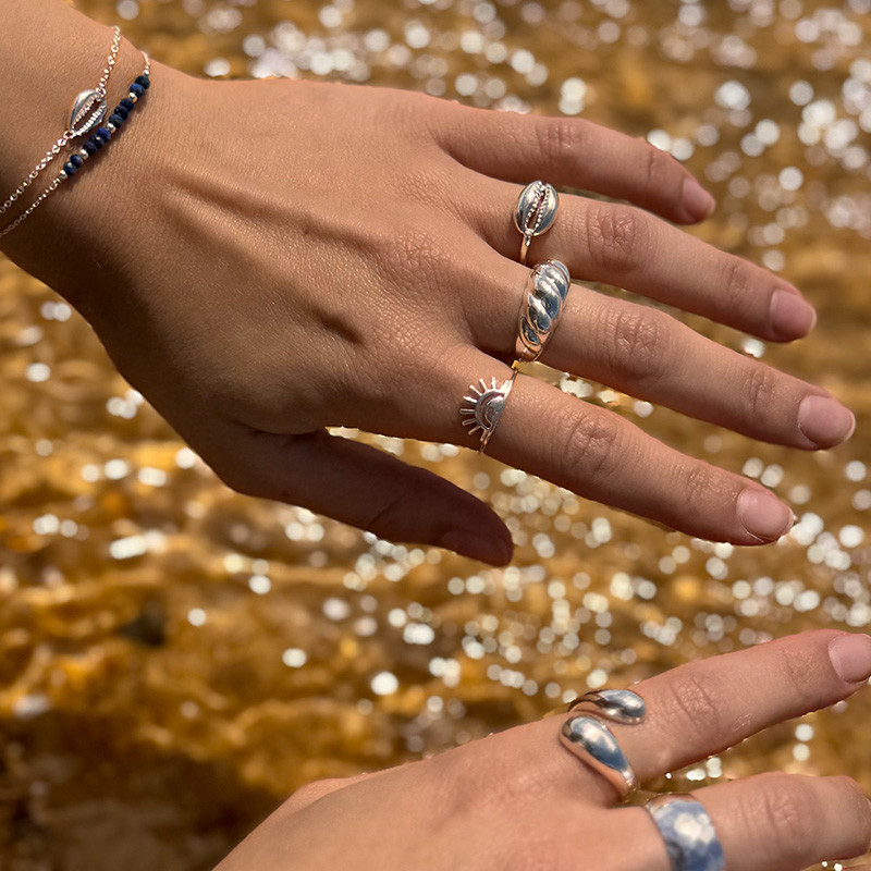 Bague Argent chevalière torsadée