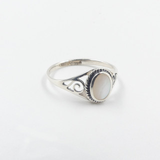 Bague Argent Baroque ajourée nacre