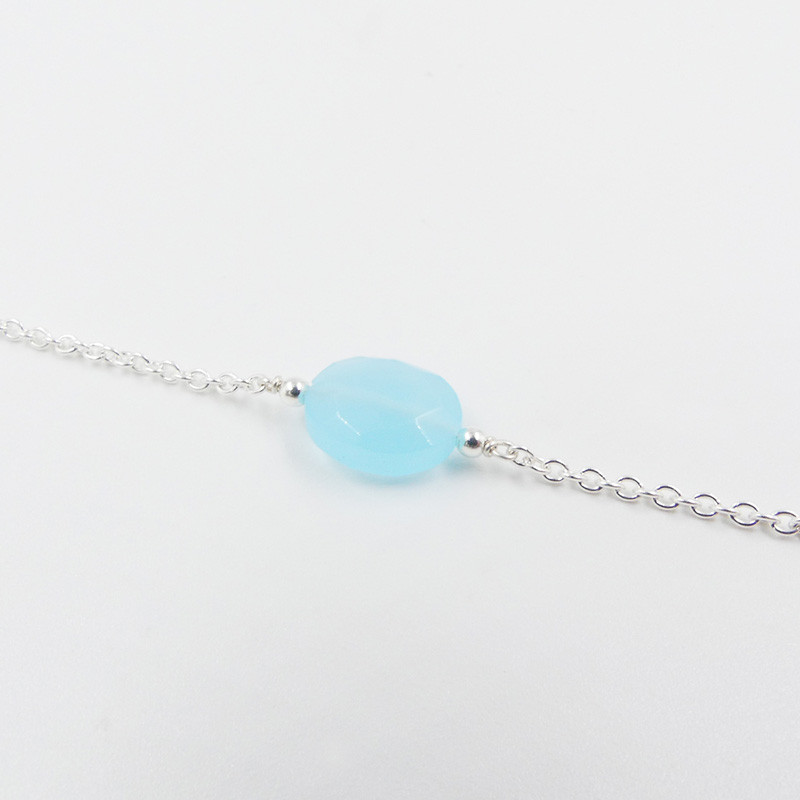 Bracelet Argent Ovale pierres fines