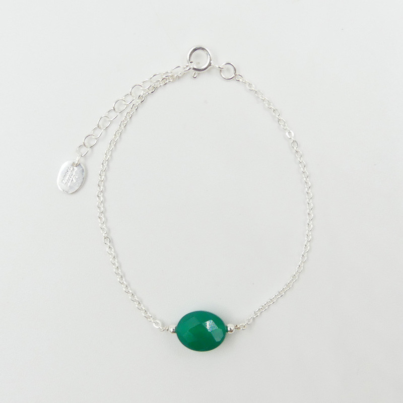 Bracelet Argent Ovale pierres fines