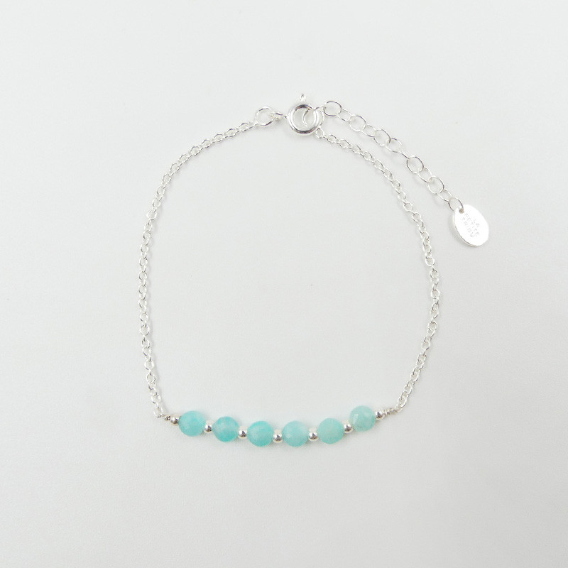 Bracelet Argent barrette Amazonite ou Turquoise