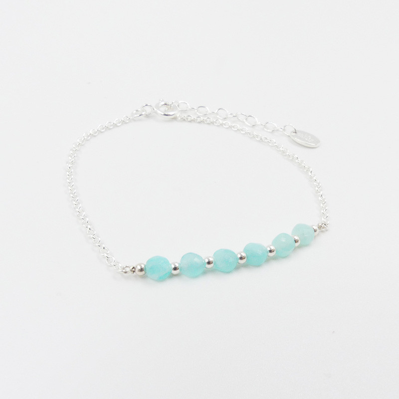 Bracelet Argent barrette Amazonite ou Turquoise