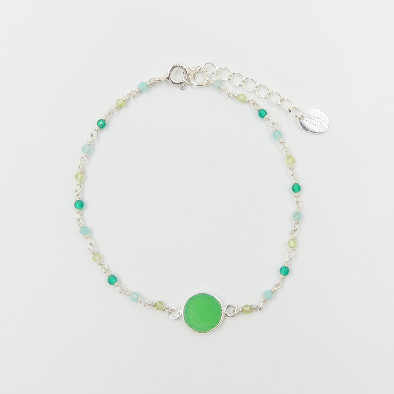 Bracelet Argent perles et pastilles pierres