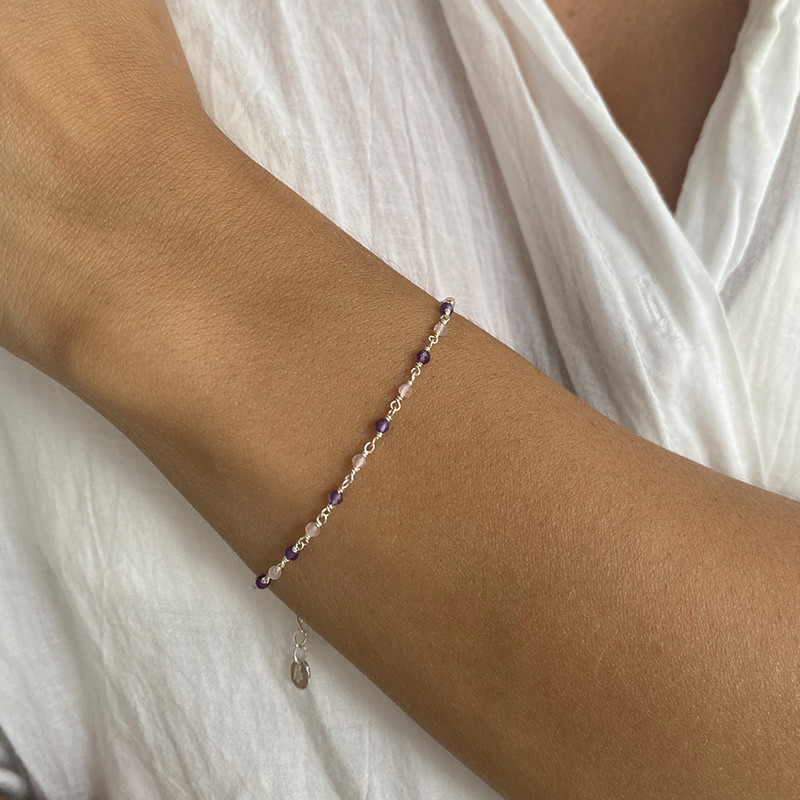 Bracelet Argent rang de pierres fines