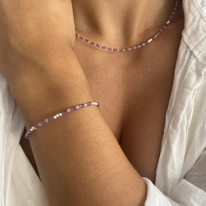 Bracelet fin Argent pierres fines