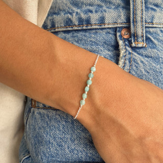 Bracelet Argent barrette Amazonite ou Turquoise