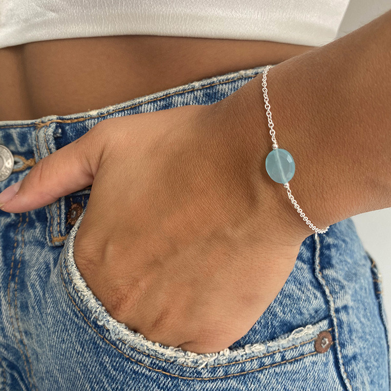 Bracelet Argent Ovale pierres fines