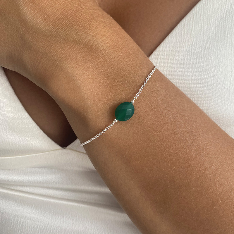 Bracelet Argent Ovale pierres fines