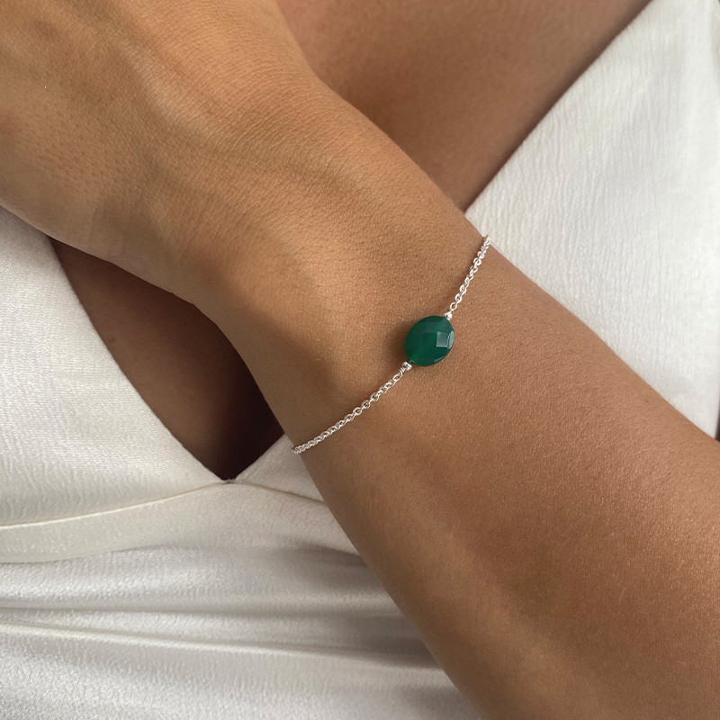 Bracelet Argent Ovale pierres fines