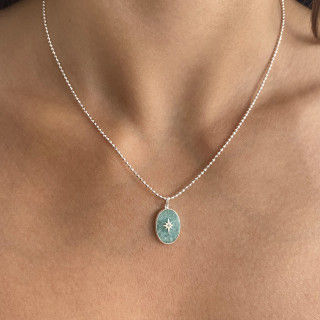 Collier Argent étoile du nord Amazonite