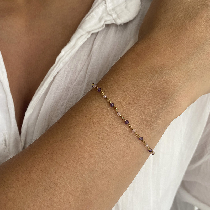 Bracelet Doré rang de pierres fines