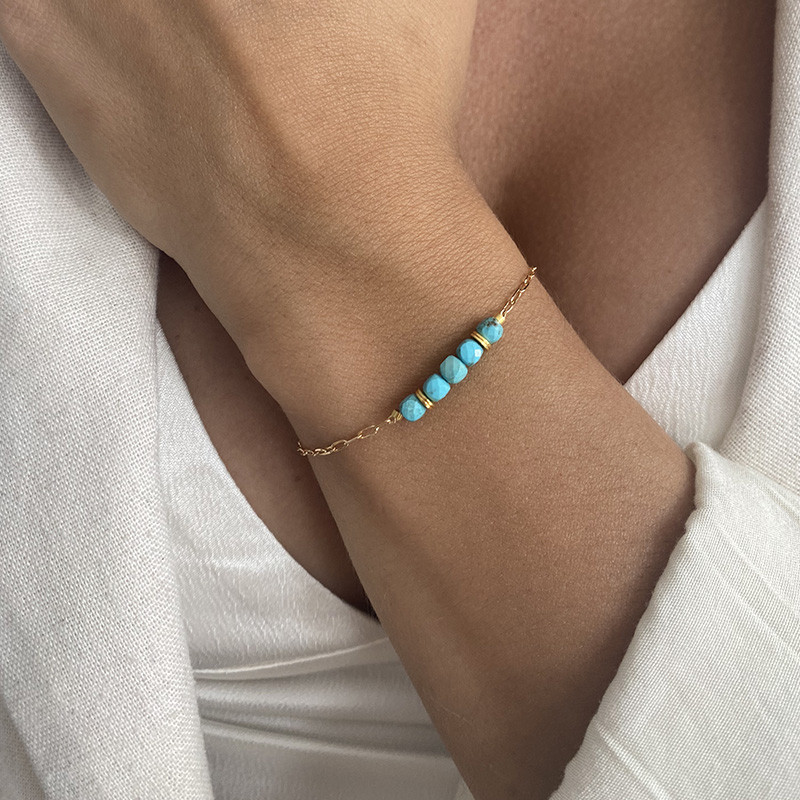 Bracelet Plaqué or barrette pierres fines