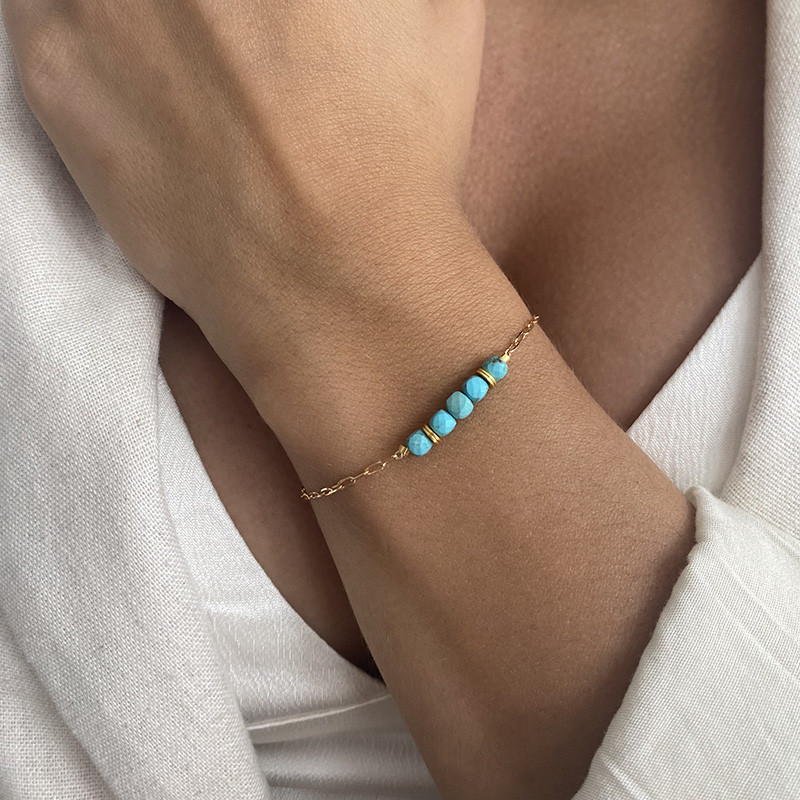 Bracelet Plaqué or barrette pierres fines