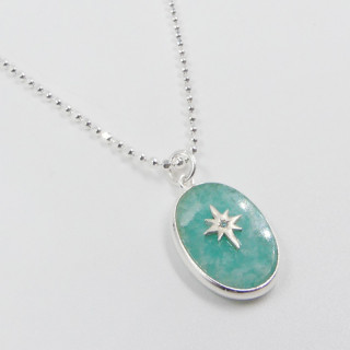 Collier Argent étoile du nord Amazonite