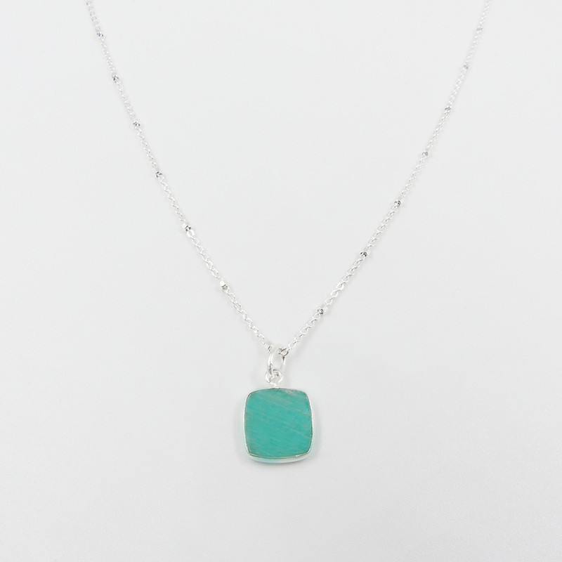 Collier Argent Amazonite ou Nacre