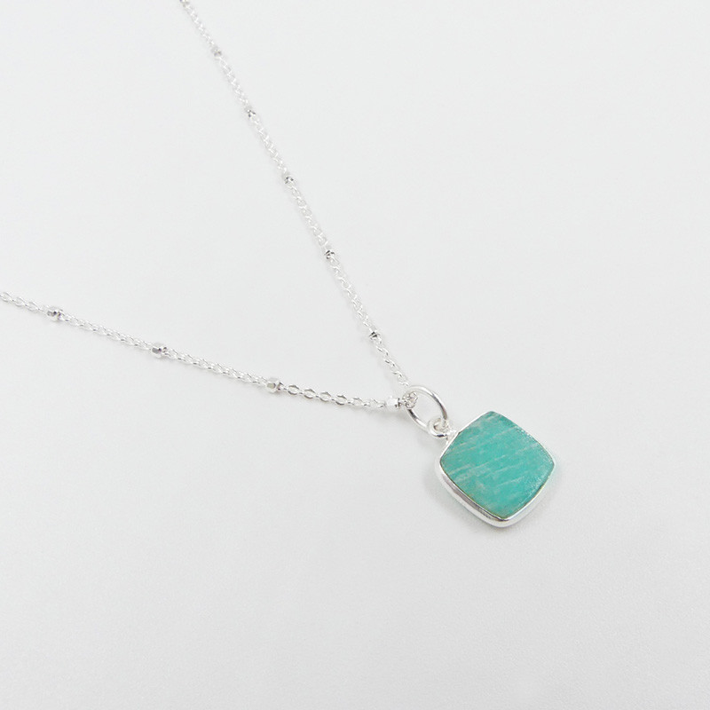 Collier Argent Amazonite ou Nacre