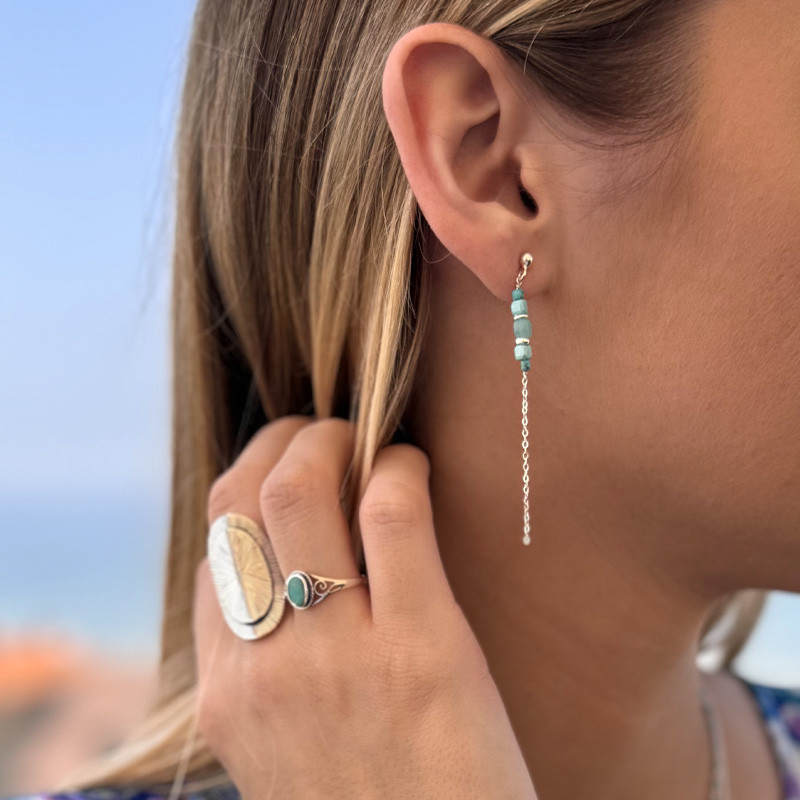 Boucles d’oreilles Argent pendantes Turquoise