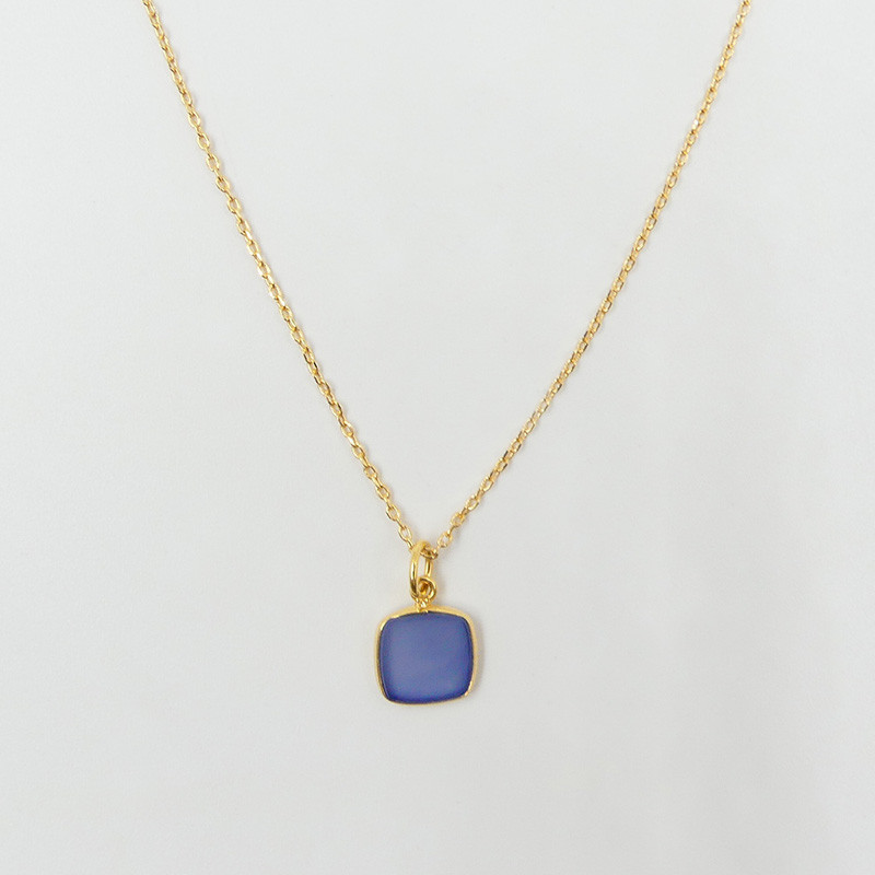 Collier Plaqué or pendentif pierres