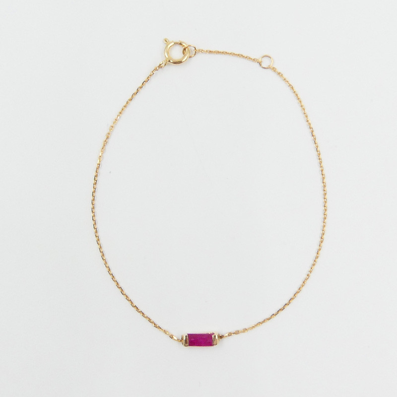 Bracelet or 18 carats baguette Rubis
