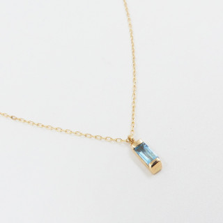 Collier or 18 carats baguette Topaze Bleue