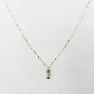Collier or 18 carats baguette Topaze Bleue