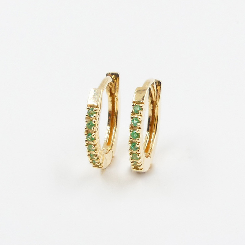 Créoles en or 18 carats Emeraude