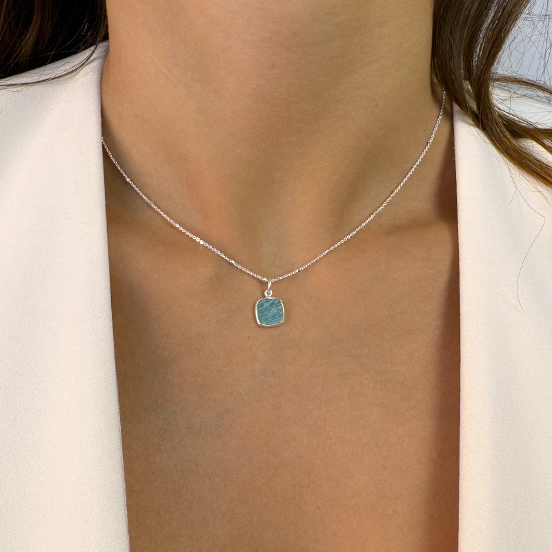Collier Argent Amazonite ou Nacre