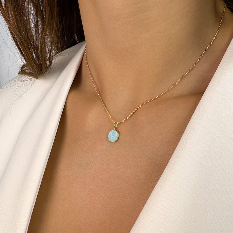 Collier Plaqué or pendentif pierres