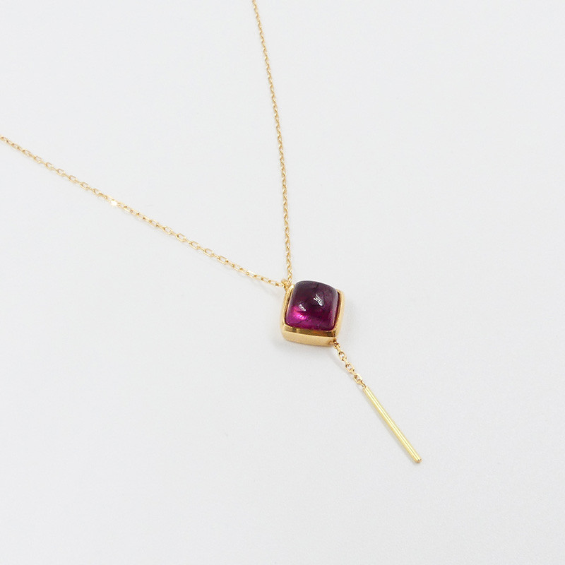 Collier or 18 carats losange Tourmaline