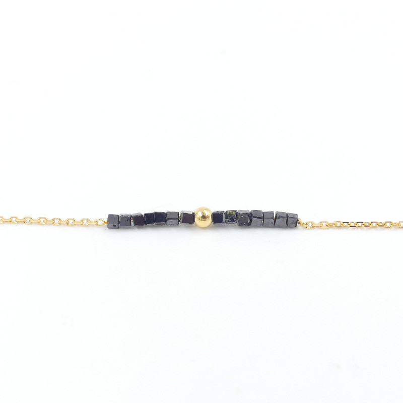 Bracelet or 18 carats et Diamants Noirs