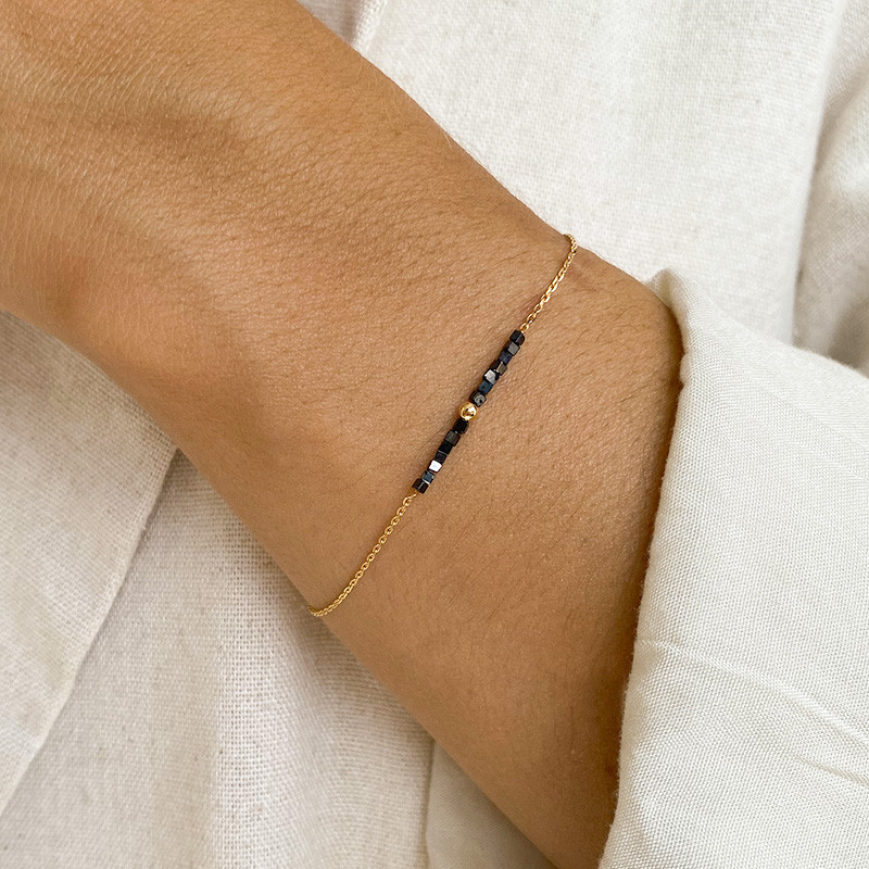 Bracelet or 18 carats et Diamants Noirs