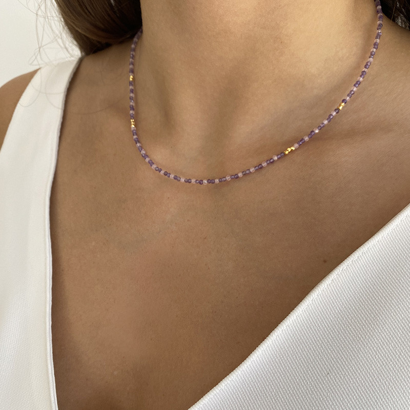 Collier doré pierres fines ras de cou