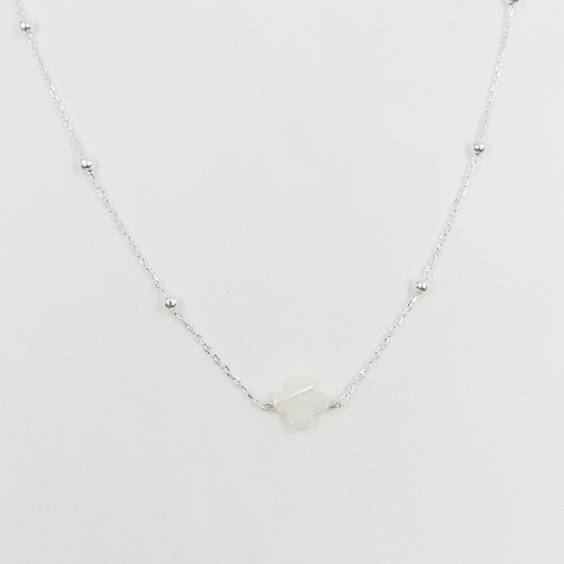Collier Argent Trèfle en Nacre
