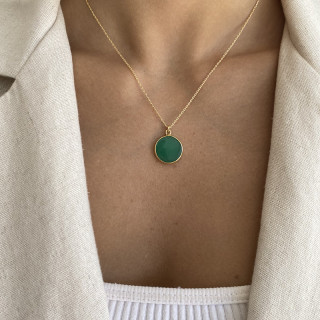 Collier Plaqué Or Pendentif Chrysoprase
