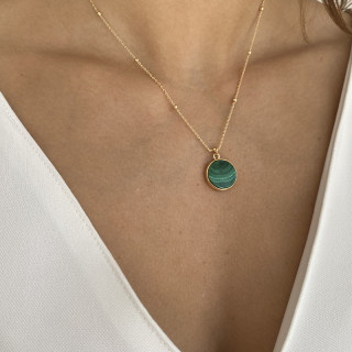 Collier Plaqué Or Pendentif Malachite