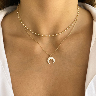 Collier Plaqué or demi-lune Nacre