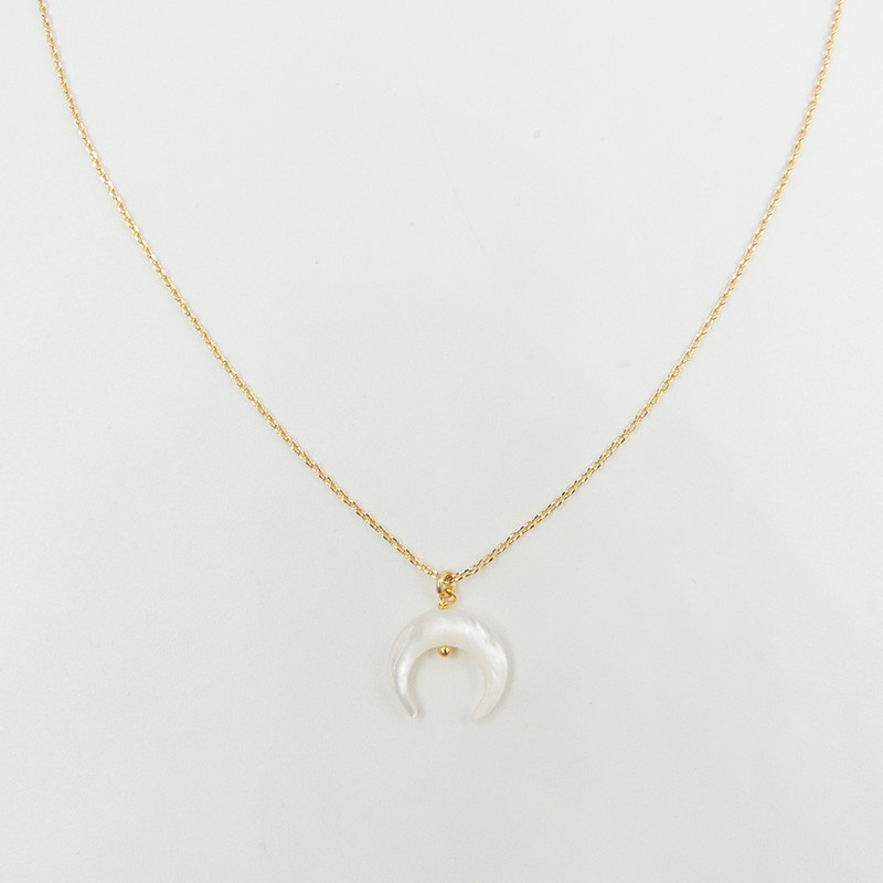 Collier Plaqué or demi-lune Nacre